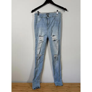 FITJEANS High-Waisted Light Wash Ripped Skinny Jeans – Size Small 👖✨
